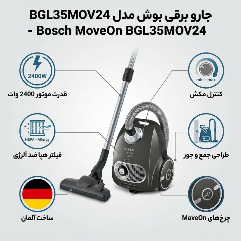جارو برقی بوش مدل BGL35MOV24 - Image 3